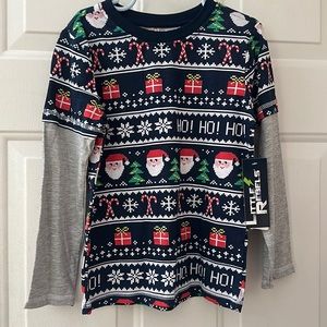 LITTLE REBELS CHRISTMAS LONG SLEEVE TOP: BLUE/GRAY: NEW WITH TAGS: SIZE 6